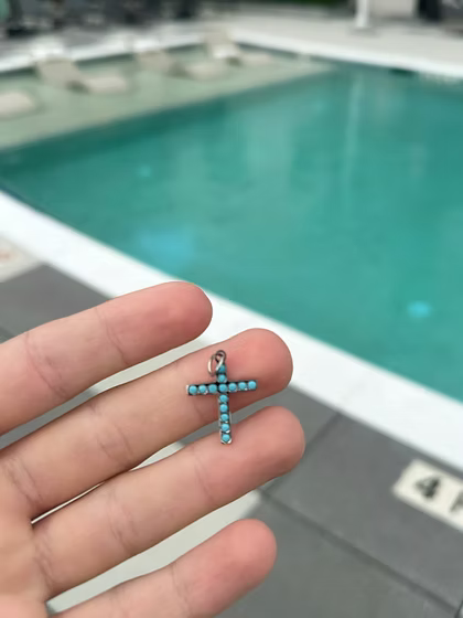 Large Turquoise Cross Charm