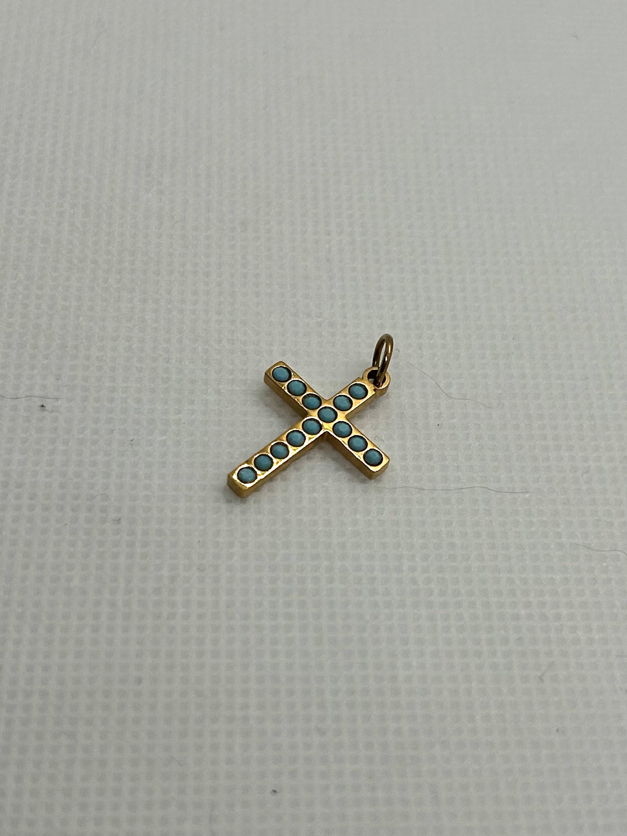 Large Turquoise Cross Charm