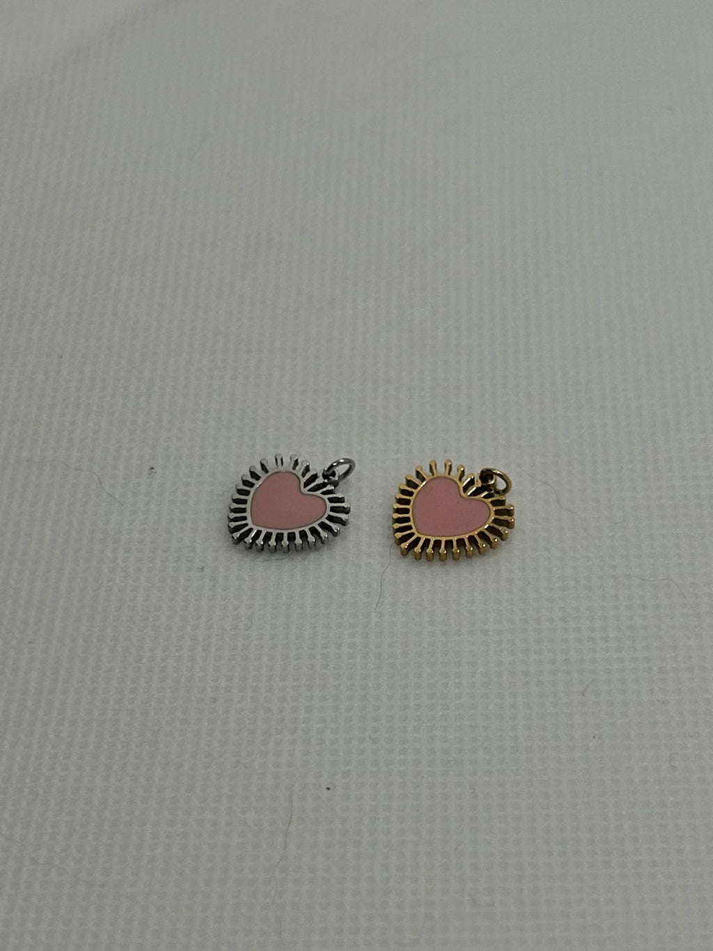 Pink Sun Ray Heart Charm