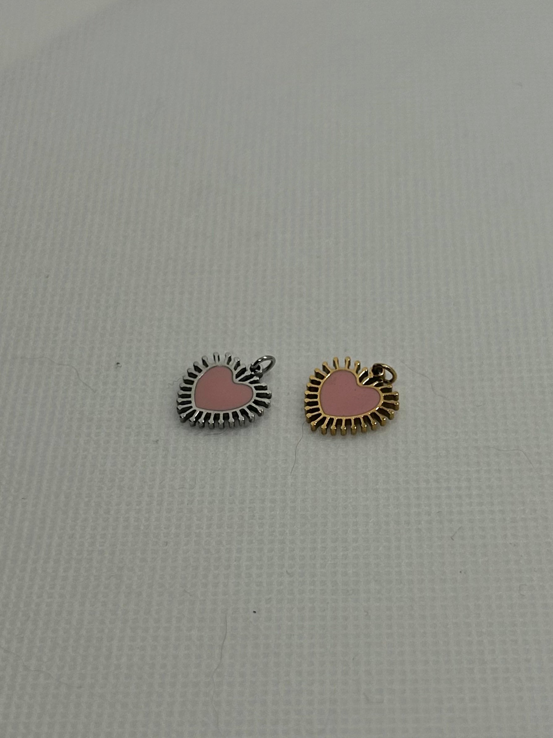 Pink Sun Ray Heart Charm